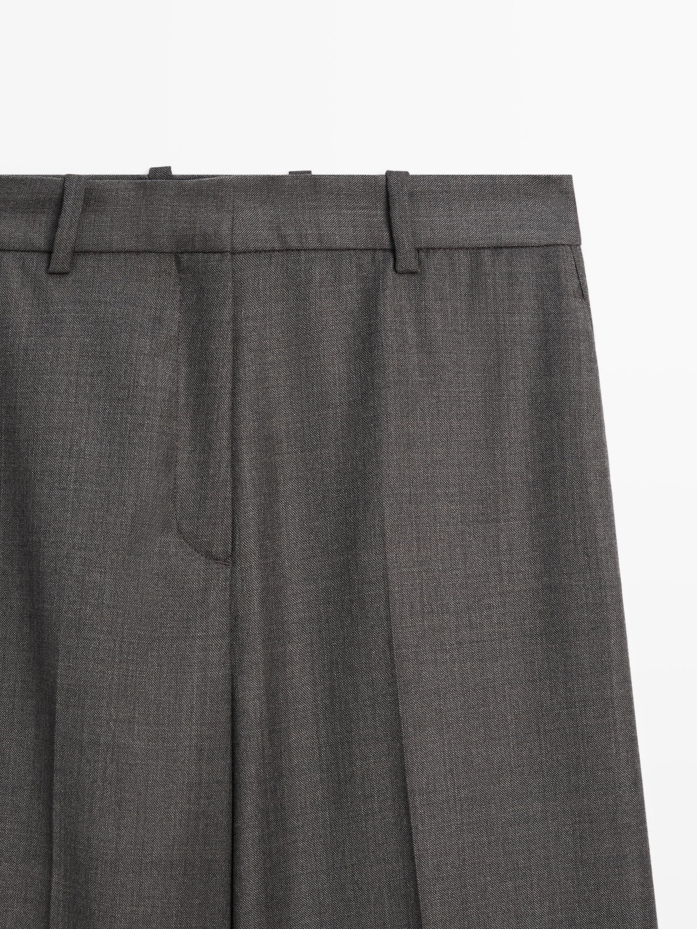 100% wool wide-leg suit trousers